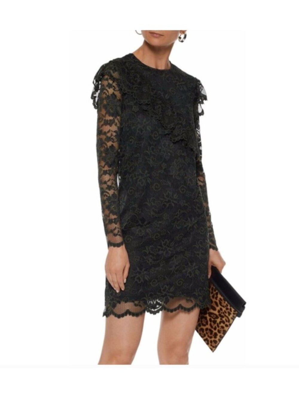 Ganni Flynn Mini Lace Dress in Red Black - size 4